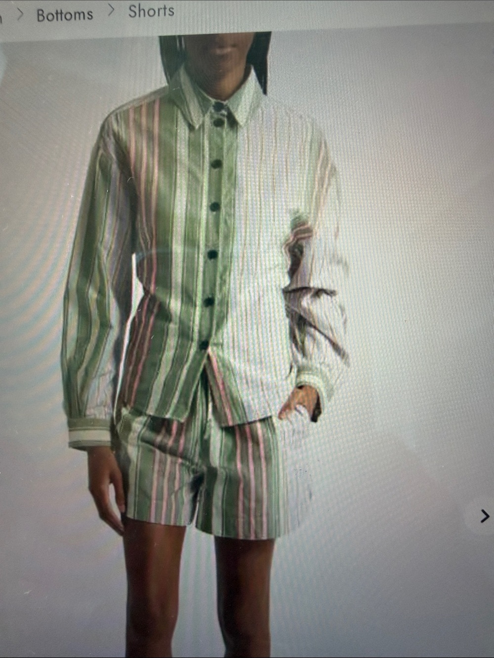 STINE GOYA forest Stripe Button-Down Shirt with Tie Detail nwt